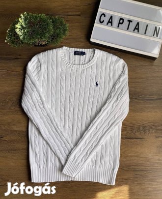 Ralph lauren fehér cable knit kötött pulóver