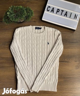 Ralph lauren krém cable knit kötött pulóver