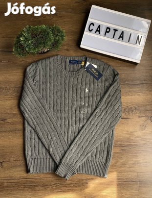 Ralph lauren szürke cable knit kötött pulóver