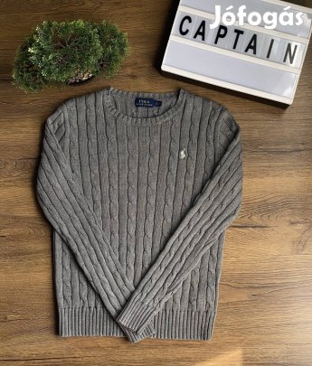 Ralph lauren szürke cable knit kötött pulóver