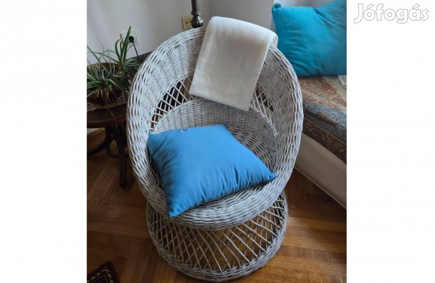 Rattan fehér fotel