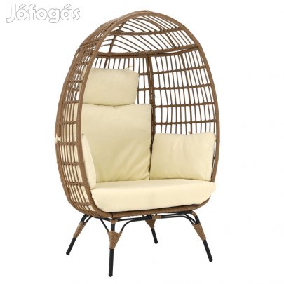 Rattan fotel, természetes/fekete/bézs, KARMEN