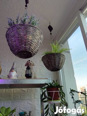 Rattan függőkosár nagy 2 db