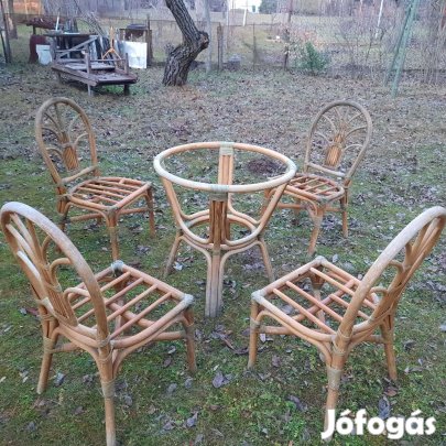 Rattán kerti bútor, üveglap nélkül