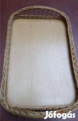 Rattan tálca kínáló kézműves újszerű nagy méret
