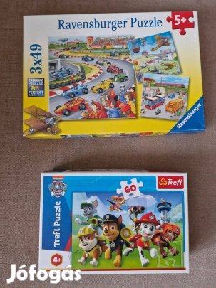 Ravensburger Puzzle Járművek kirakó 3x49 -+ egy Mancs Őrjáratos 60 db