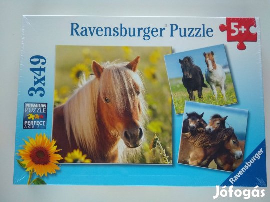 Ravensburger puzzle kirakó 3x49 ló lovak lovas új bontatlan