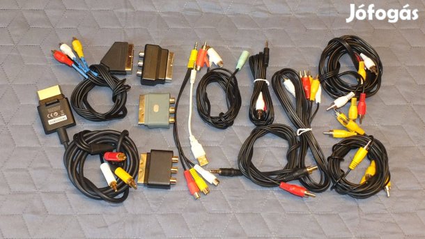 Rca kábelek, scart adapterek + egy X-Box kábel