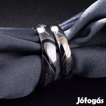 Real LOVE nemesacél gyűrű Fekete páros ékszer