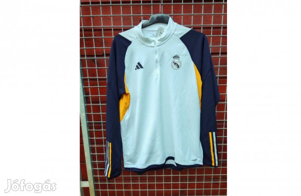 Real Madrid eredeti adidas fehér sárga sötétkék cipzáras nyakú felső