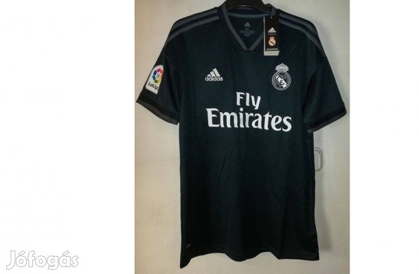 Real Madrid eredeti adidas sötétszürke 2018-19 La Liga logós mez (XL)
