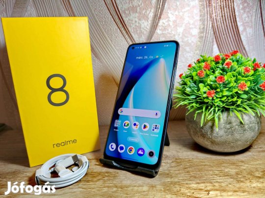 Realme 8 128GB 10GB RAM újszerű állapotban! Kártyafüggetlen+dual sim!