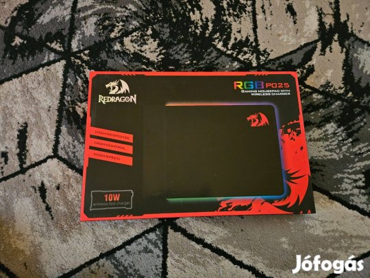 Redragon P025 RGB gamer egérpad, 10W Q i mobiltelefon töltővel