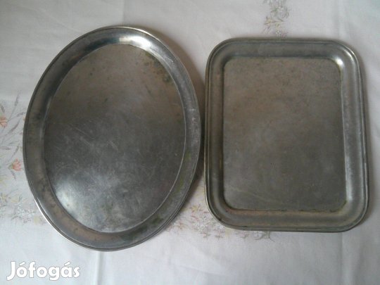 Régebbi alpakka ovális és szögletes tálca ( 2 db. )