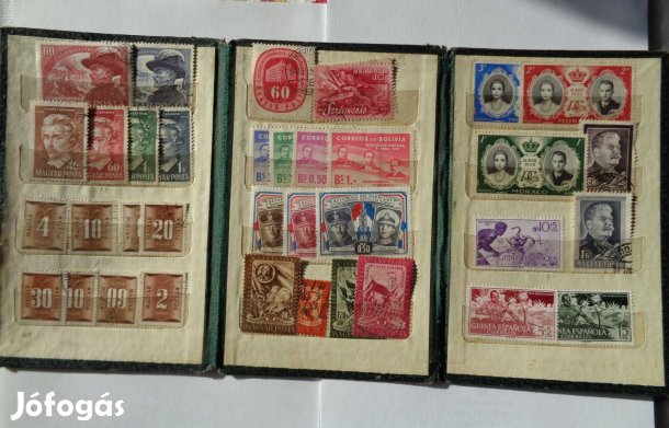 Régebbi bélyeg tartó teljes tartalmával eladó