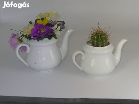 Régebbi fehér porcelán kancsó, kiöntő tető nélkül kreatív célra ( 2 db