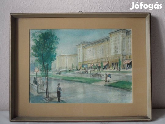 Régebbi jelzett akvarell kép keretben ( 1956 )