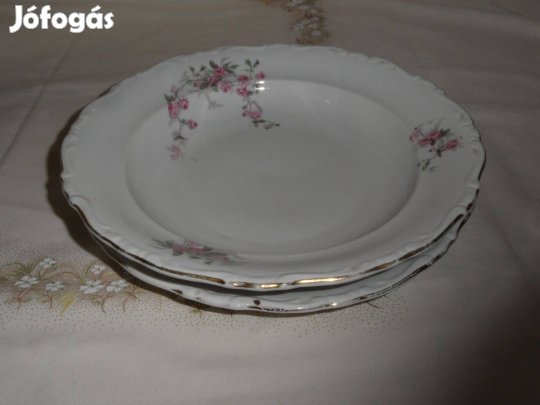 Régebbi virágos Csehszlovák porcelán lapos- és mélytányér ( 2 db. )