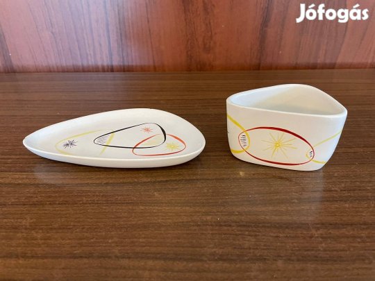 Reggeliző szett, piritós, vaj, dzsem kínáló porcelán