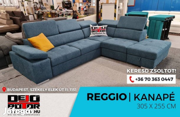Reggio XL sarok kanapé ülőgarnitúra 305x255 cm rugós ágyazható kék