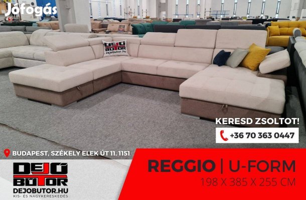 Reggio relax kanapé ülőgarnitúra 197x385x255 cm ágyazható ualak bézs