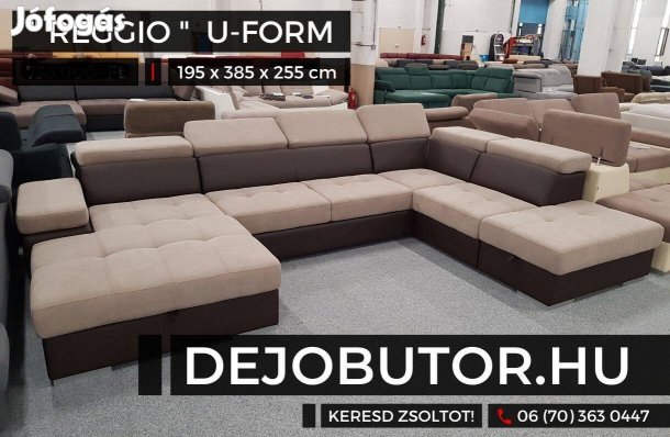 Reggio ualak kanapé ülőgarnitúra 198x385x255 cm ágyazható barna