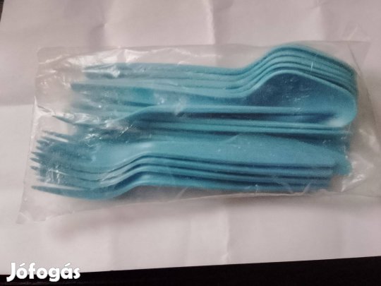 Régi 18 db-os műanyag evőeszköz készlet-Műtex (Bontatlan)