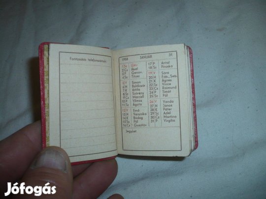 Régi 1958 kis pici naptár könyv 7cm magas