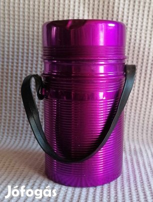 Régi 1 Literes Orosz / Szovjet Lila Fém Üvegbetétes Étel Termosz