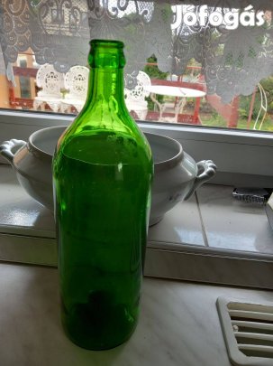 Régi 1l-es zöld boros üveg
