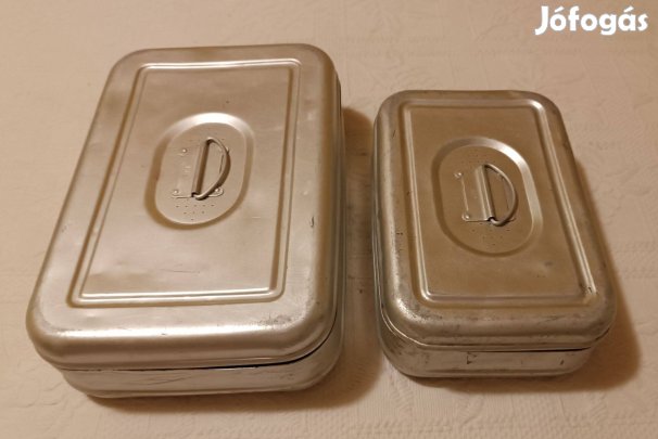 Régi 2 darabos Alumínium Turista / Piknik / Uzsonnás Doboz Szett