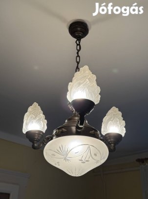 Régi 3 ágú láng/fáklya antik bronz csillár