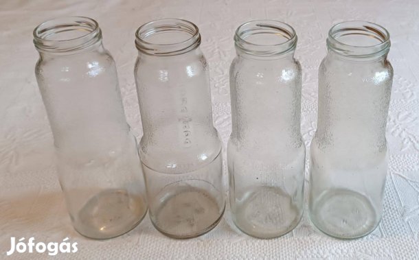 Régi 4 db Hosszú 1 Literes Gyümölcslé / Dunsztos Üveg Szett