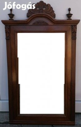 Régi Antik Ónémet Faragott Gyönyörű Barna Fali Fa Tükör