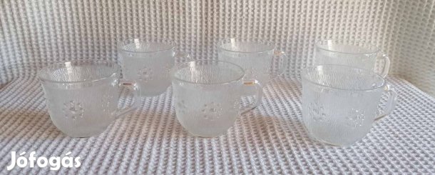 Régi Bájos 6 Darabos Aranyos Kis Üveg Kávés / Teás Csésze Készlet