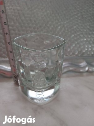 Régi Beherovka 0,5dl-es üveg pohár pálinkás