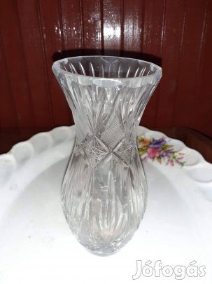 Régi Bohemia kristály üvegváza 20cm