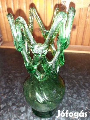 Régi Bohemia üveg váza 20 cm