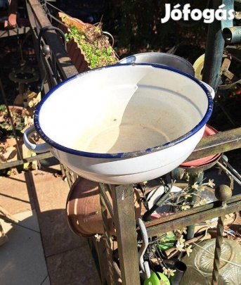 Régi Bonyhád zománcos lavór ritka hatszög bélyegzővel