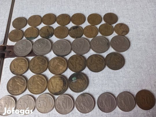 Régi Csehszlovák korona és a válltó pénze a haller 20db/ csomaghal