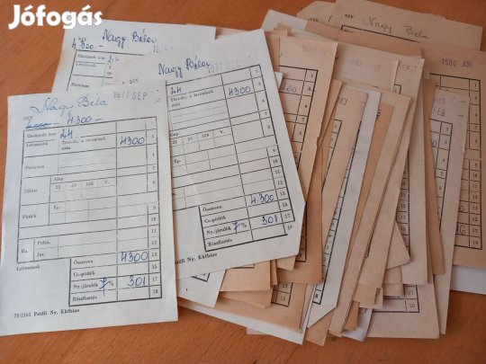 Régi Danuvia Gépgyár bérfizetési jegyzék csomag 10db 70-80-as évek
