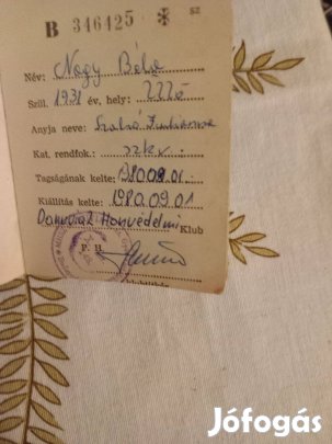 Régi Danuvia Gépgyár igazolás 1980