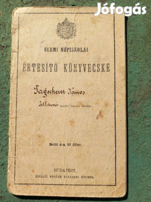 Régi Elemi Népiskola Értesítő a 30-as évek elejéről