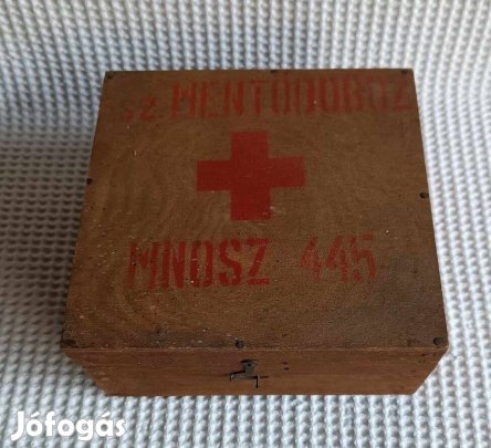 Régi Fa Elsősegély / Mentődoboz / Mentőszekrény