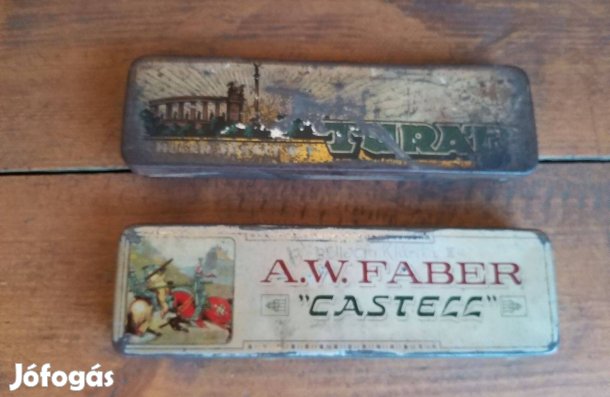 Régi Faber Castell fém doboz , Turán antik írószertartó