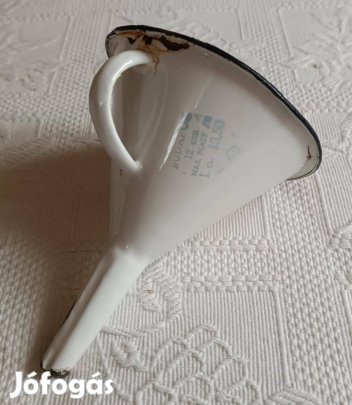 Régi Fehér "Budafoki" 12 cm Zománcos / Zománcozott Tölcsér
