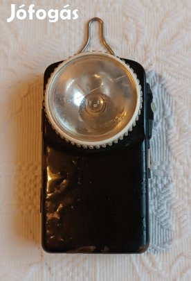 Régi Fekete Hordozható Zsebtelepes Elemlámpa / Zseblámpa