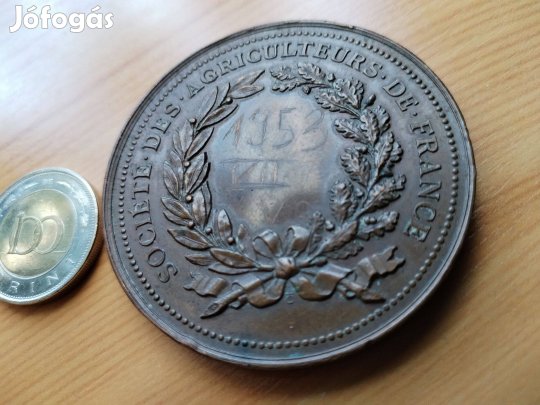 Régi Francia bronz érem "Mezőgazdasági Kiállítás"