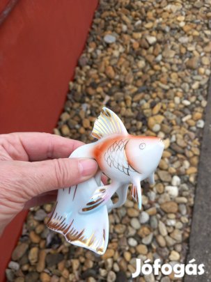 Régi Hollóházi nipp figura aranyhal porcelán
