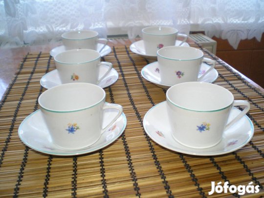 Régi Hollóházi porcelán kávéskészlet 6 személyes hibátlan állapotban